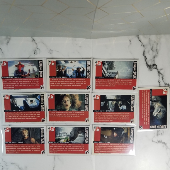 Vintage JP Topps Trading Cards Lot of 10 Jurassic Park Movie Cards Lot #12 - Picture 7 of 9